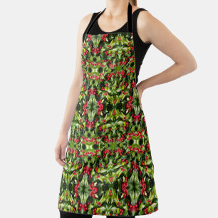 Allover Print Apron Holly Berries