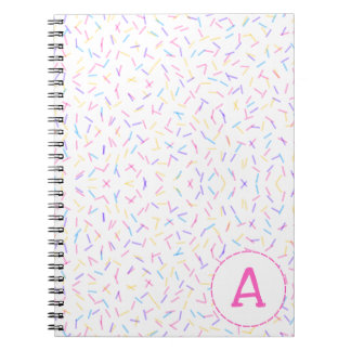 Allover Sprinkles Pink Multi Initial Notebook