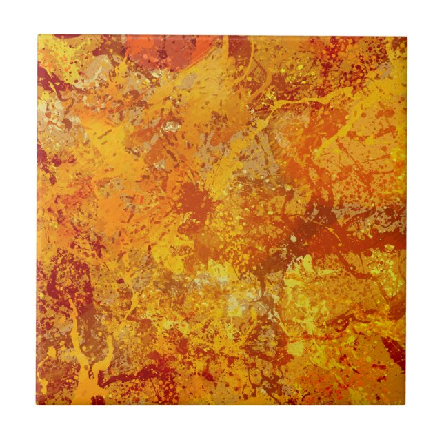 Alloy Orange and Amber Paint Splatter Abstract Tile (Front)