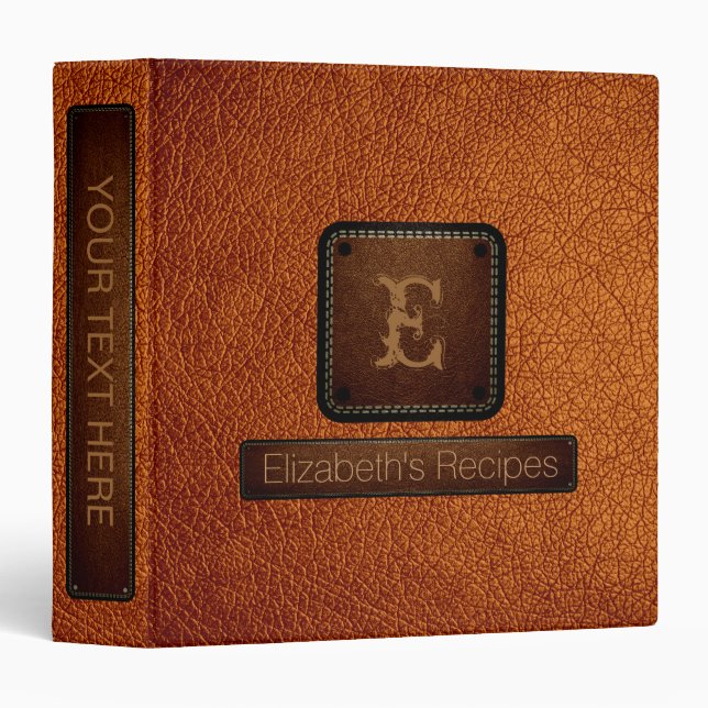 Alloy orange Leather Elegant Monogram Binder (Front/Spine)