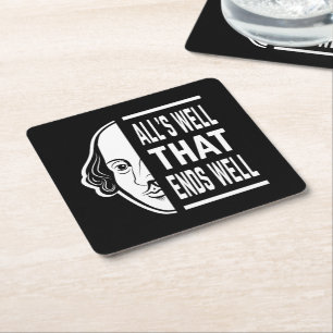 All's Well That Ends Well Shakespeare Quote Square Paper Coaster