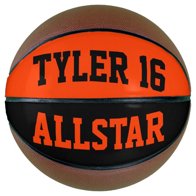 Allstar Black and Orange Personalize Basketball (Front)