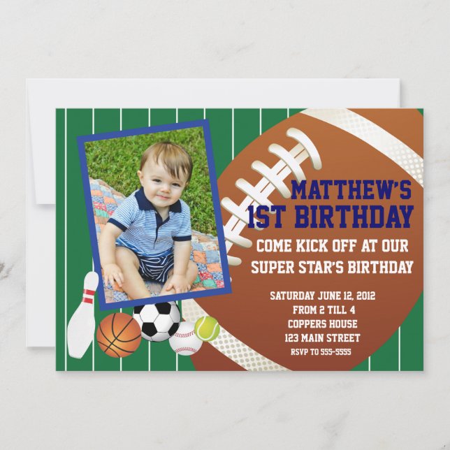 Allstar Football Birthday Invitation (Front)
