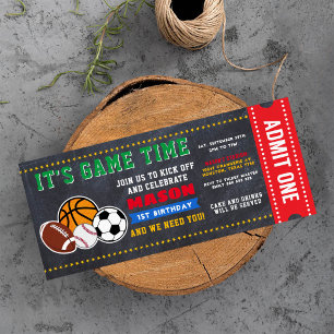 Allstar Sport Ticket Birthday Invitation