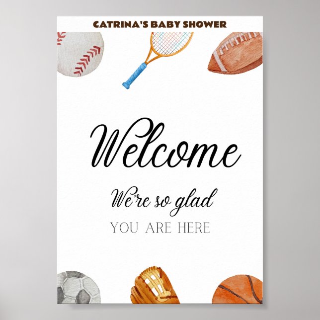 Allstar Sports Baby Shower Sign 5x7 (Front)