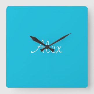Alluring Aqua Square Wall Clock