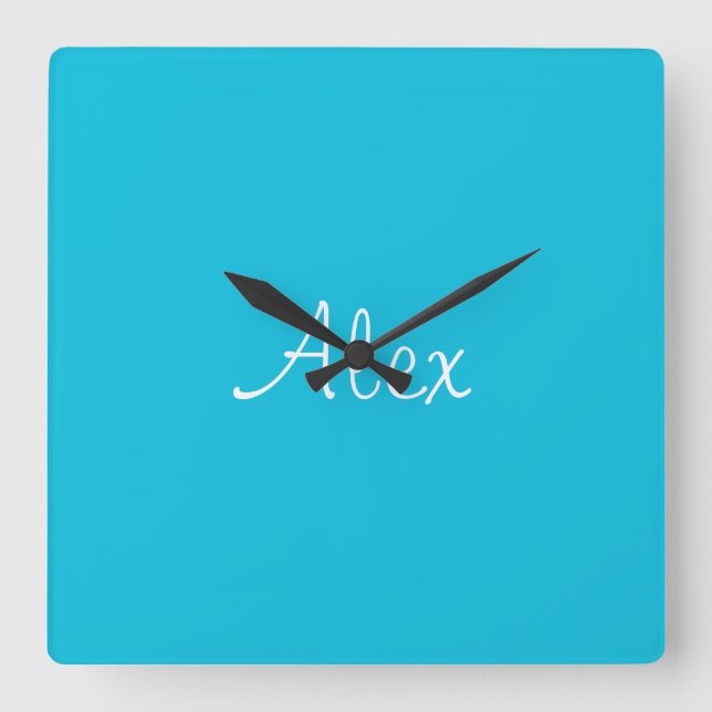 Alluring Aqua Square Wall Clock (Front)