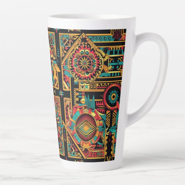 Alluring Blue "Aztec Dream" Tall Latte Mug (Right)