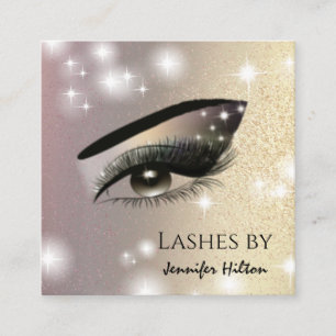 Alluring glittery trendy lashes makeup eye square business card