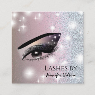 Alluring glittery trendy lashes makeup eye square business card