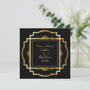 Alluring Gold Frame  Wedding Invitation