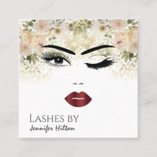 Alluring modern simple sensual girl face square business card