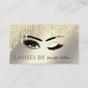 Alluring patina gold  lashes wink makeup eyes business card