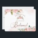 Alluring Rose Vintage Bridesmaid Proposal Card<br><div class="desc">Alluring Rose Vintage Dusty Pink Floral Watercolor Elegant Flower Design with roses, leaves, buds, Foliage, and rose gold foil accents. Subtle soft colours of pastel dusty blush pink, greens, mints, and peach. A cottage chic look perfect for a spring, summer, or garden wedding at your homestead, farm, or barn venue....</div>
