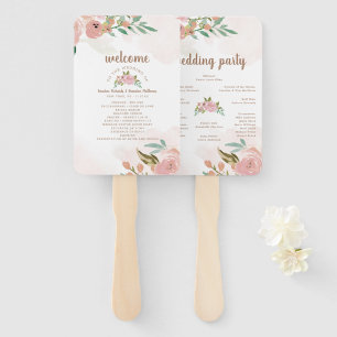 Alluring Rose Vintage Dusty Pink Ceremony Program Hand Fan