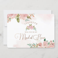 Alluring Rose Vintage Maid of Honour Proposal Card
