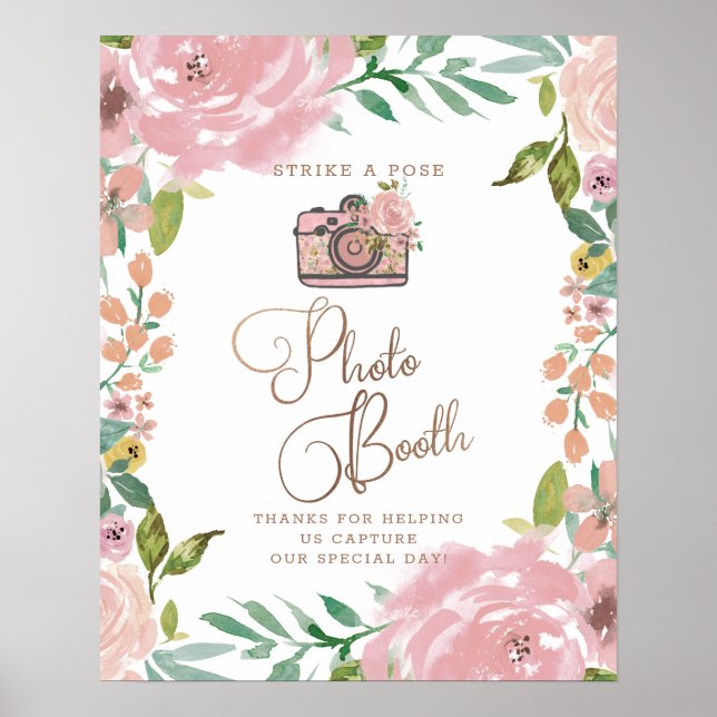 Alluring Rose Vintage Photo Booth Wedding Sign (Front)