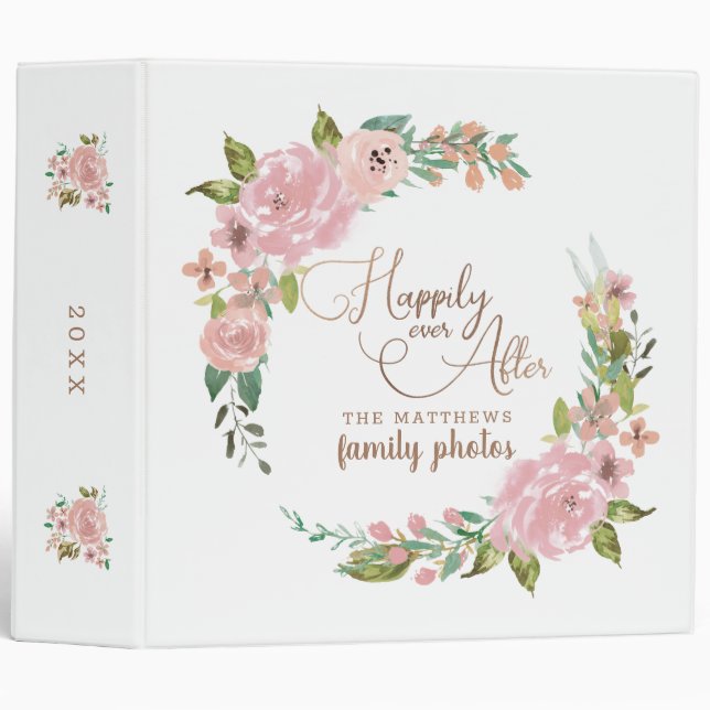 Alluring Rose Vintage Pink Family Photo Album Binder (Front/Spine)
