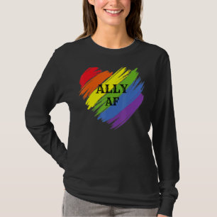 Ally Af Gay Pride Month Lgbt Rainbow Heart T-Shirt