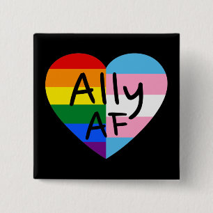 Ally AF III - LGBTQ Flag Gay Trans Queer Pride 2 Inch Square Button