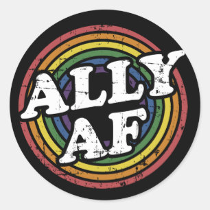 Ally AF rainbow flag for LGBT Pride month Support Classic Round Sticker