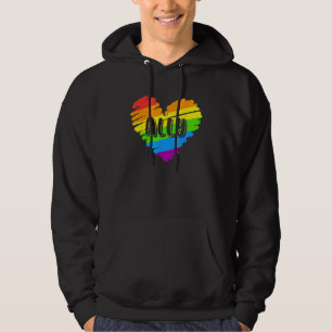 Ally AF Rainbow Flag Heart Support LGBTQ Gay Pride Hoodie
