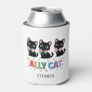 Ally Cat – Black Cat LGBTQ Pride Can Cooler