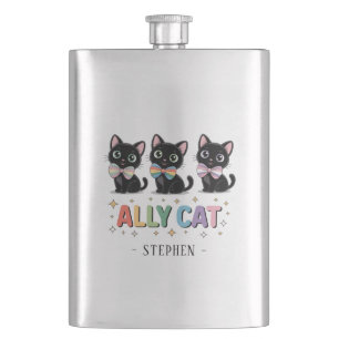 Ally Cat – Black Cat LGBTQ Pride Hip Flask