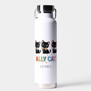 Ally Cat – Black Cat LGBTQ Pride Water Bottle