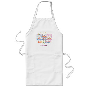 Ally Cat – Cute Colourful Cat LGBTQ Pride Long Apron
