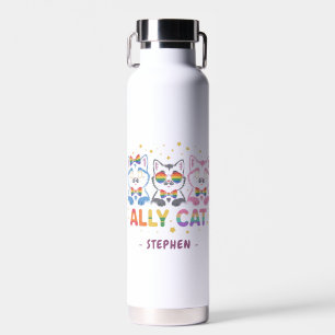 Ally Cat – Cute Colourful Cat LGBTQ Pride Water Bottle