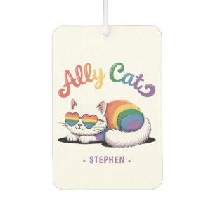 Ally Cat – Cute White Cat LGBTQ Pride (2) Air Freshener
