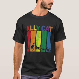 Ally Cat LGBT Gay Rainbow Pride Flag Ally Cat LGBT T-Shirt