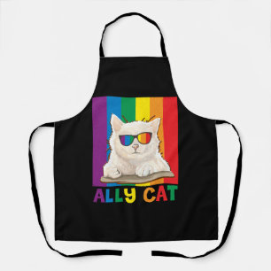 Ally Cat Lgbt Gay Rainbow Pride Flag Boys Men Apron