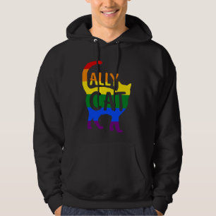 Ally Cat LGBT Gay Rainbow Pride Flag Boys Men Girl Hoodie