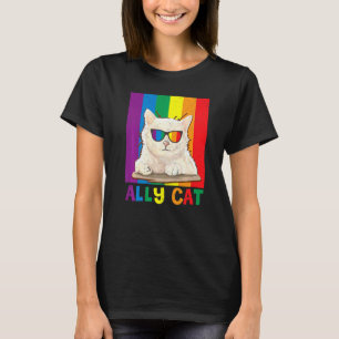 Ally Cat Lgbt Gay Rainbow Pride Flag Boys Men Girl T-Shirt