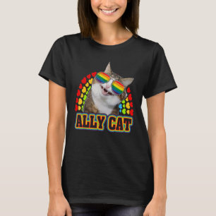 Ally Cat Lgbt Gay Rainbow Pride Flag Boys Men Girl T-Shirt