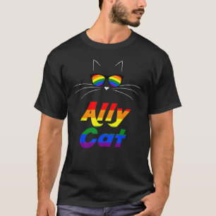 Ally Cat LGBT Gay Rainbow Pride Flag Boys Men Girl T-Shirt
