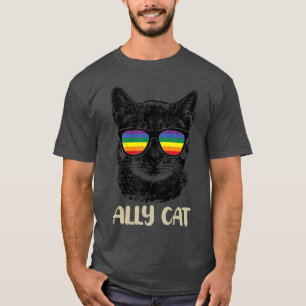 Ally Cat LGBT Gay Rainbow Pride Flag Boys Men Girl T-Shirt