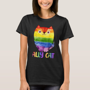 Ally Cat LGBT Gay Rainbow Pride Flag  Cat  4 T-Shirt