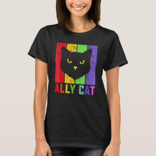 Ally Cat LGBT Gay Rainbow Pride Flag  Cat T-Shirt
