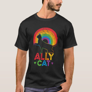 Ally Cat Lgbt Pride Ally Cat With Rainbow T-Shirt