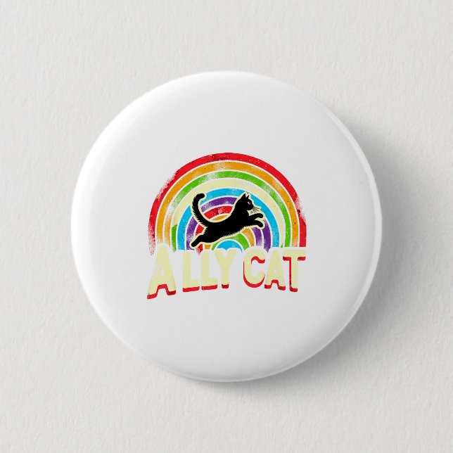 Ally Cat Lgbt Pride Cat  2 Inch Round Button (Front)