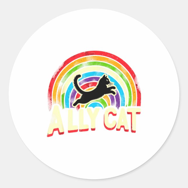 Ally Cat Lgbt Pride Cat  Classic Round Sticker (Front)