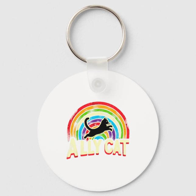 Ally Cat Lgbt Pride Cat  Keychain (Front)