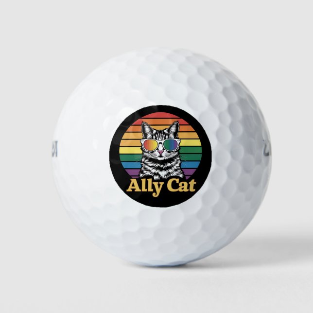 Ally Cat LGBT Rainbow Flag LGBTQ Gift Golf Balls (Front)