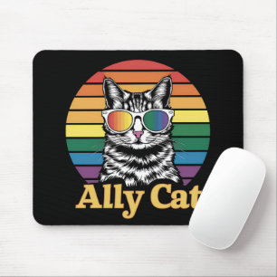 Ally Cat LGBT Rainbow Flag LGBTQ Gift Mouse Pad