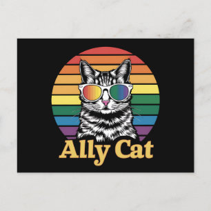 Ally Cat LGBT Rainbow Flag LGBTQ Gift Postcard