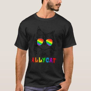 Ally Cat Lgbt Rainbow Sunglasses Lgbtqia Ally Prid T-Shirt