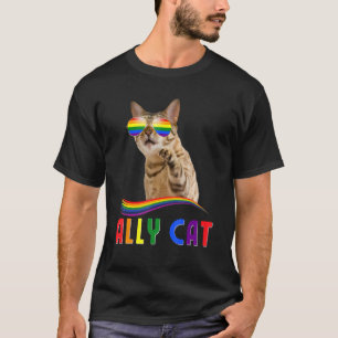 Ally Cat Lgbtq+ Pride Cat With Rainbow Sunglasses T-Shirt